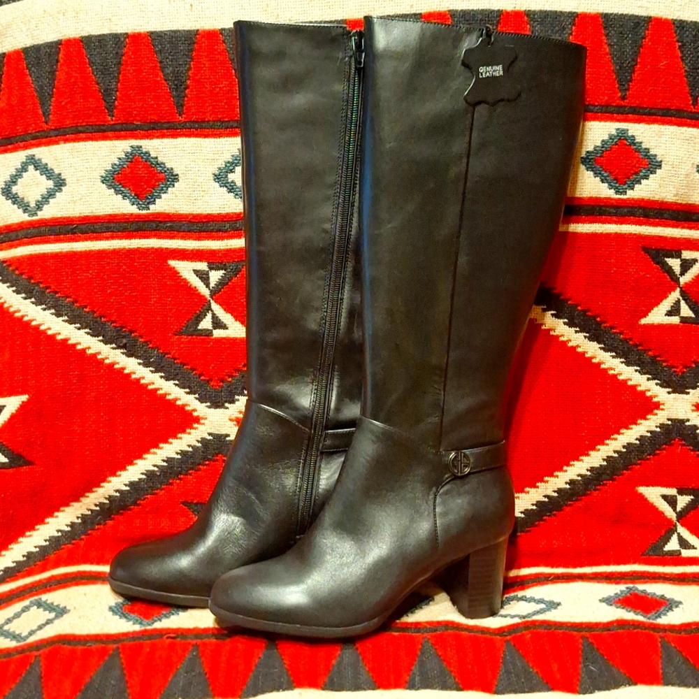 Giani Bernini  Adonnys Memory Foam Knee High Dress Boots Black Leather size 6M